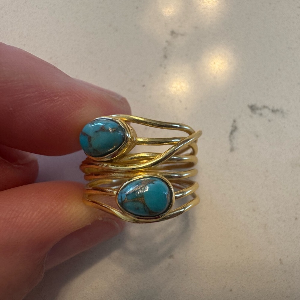 Ross Simons Turquoise And Gold Statement Ring - image 1